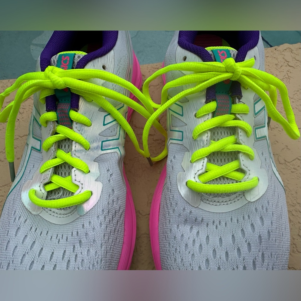 Asics Gel Excite 7 Polar Shade White Pink Neon Running Shoes Women’s Size 11 VGC - Picture 9 of 16